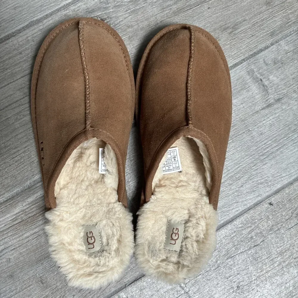 UGG Chestnut Shearling Lined Slides Slippers Kids 6 Women’s 8 Cozy Comfort